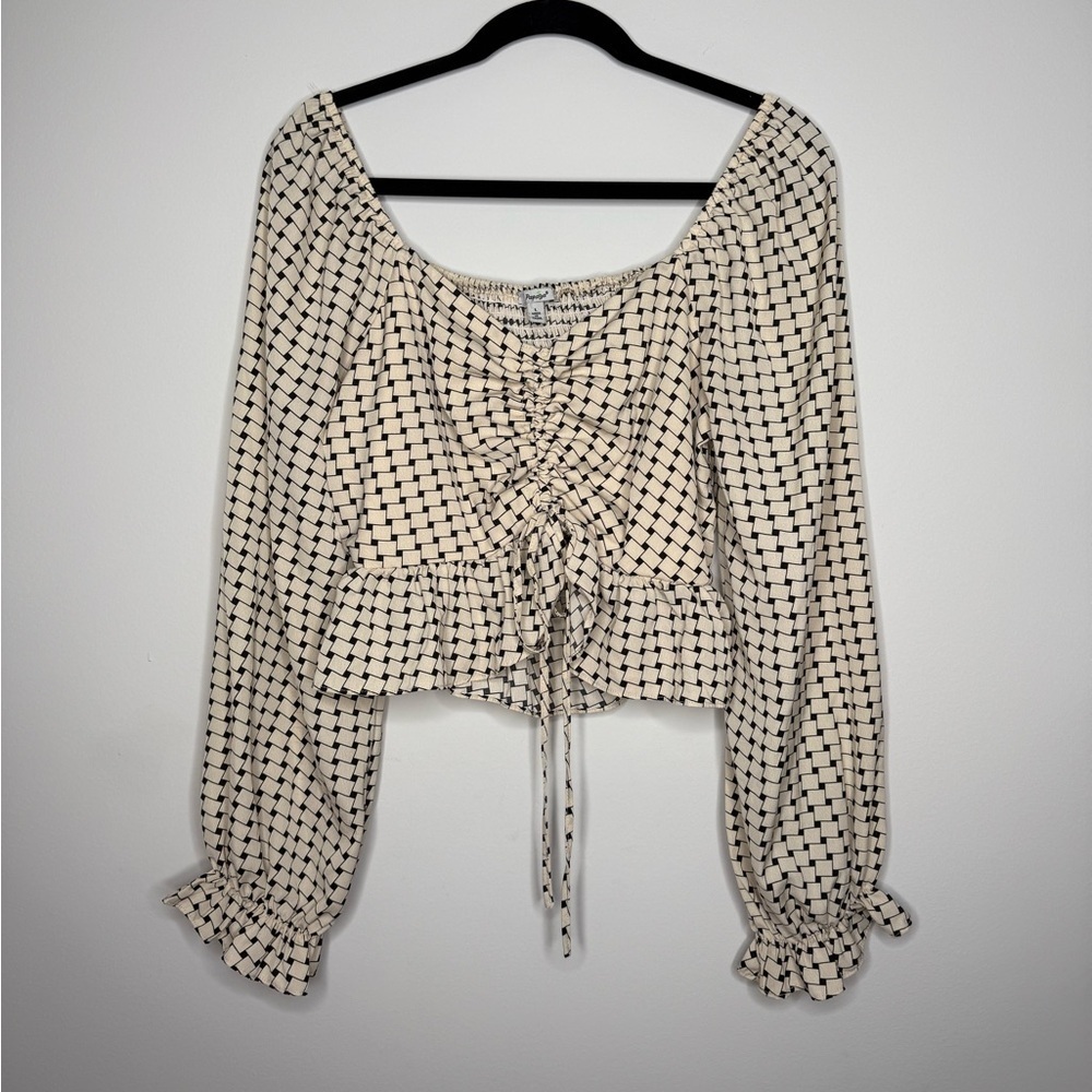 Papaya Black and Cream Checkered Blouse